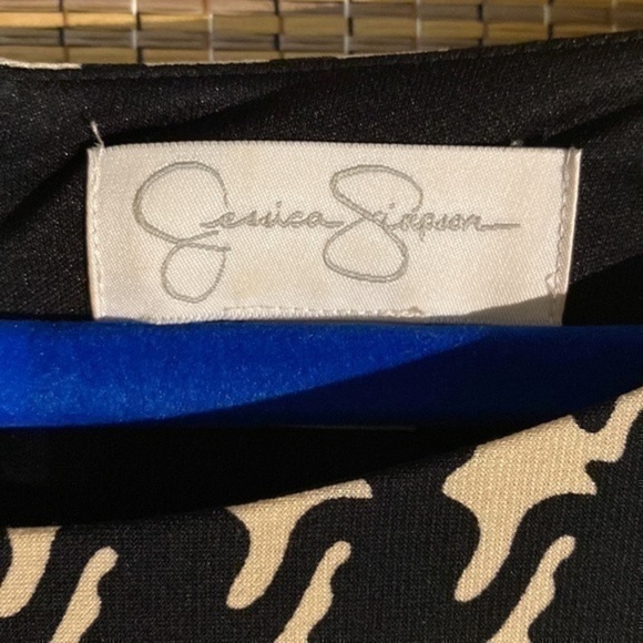 Jessica Simpson Spandex Quarter Sleeves Black Tan & Blue Dress, XS - Picture 3 of 13